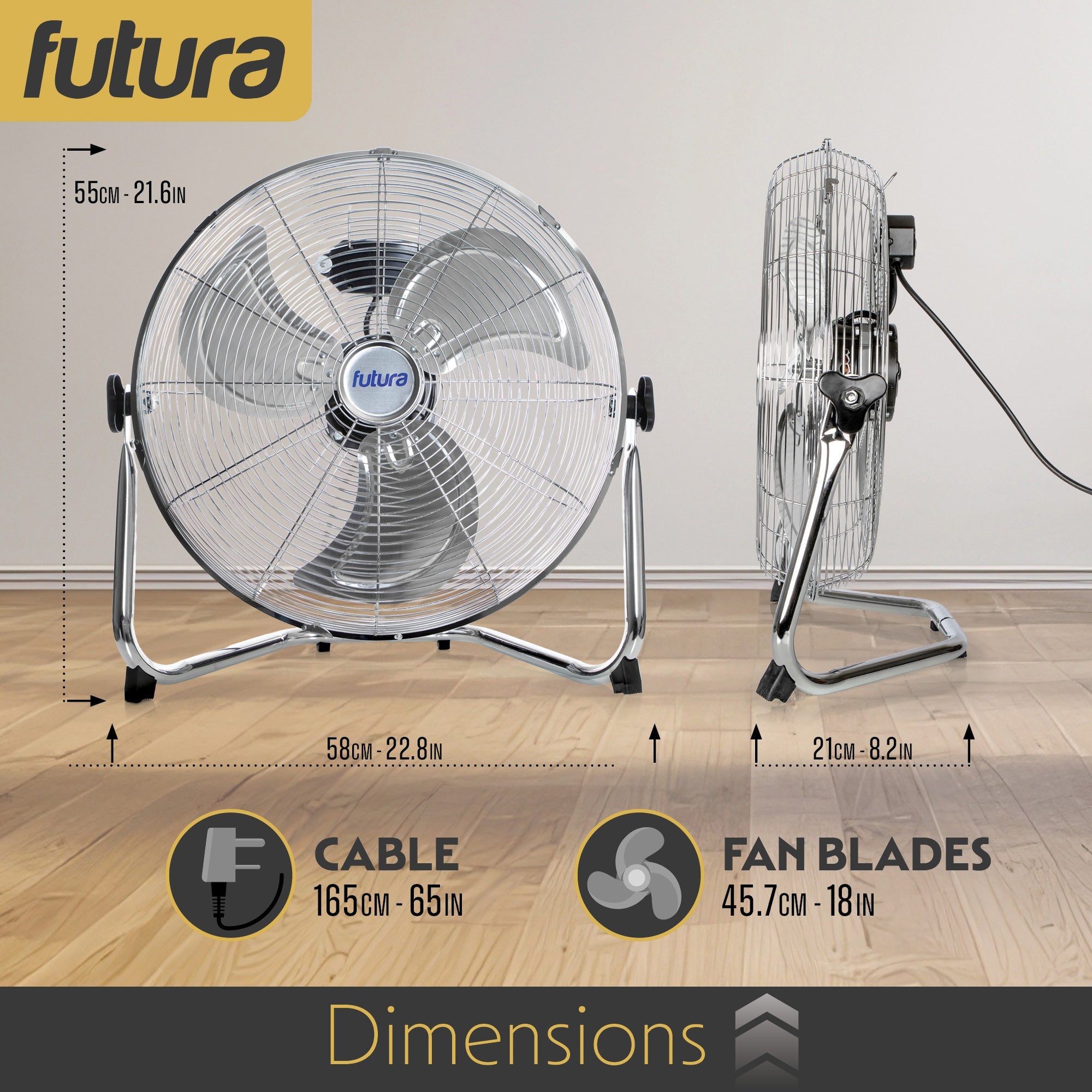 Chrome floor fan carry handle