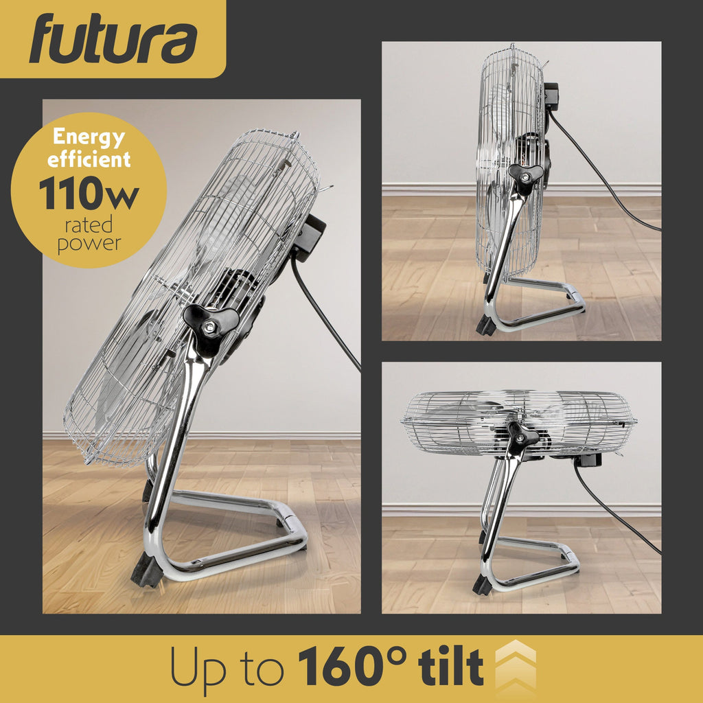 Metal floor fan adjustable tilt head