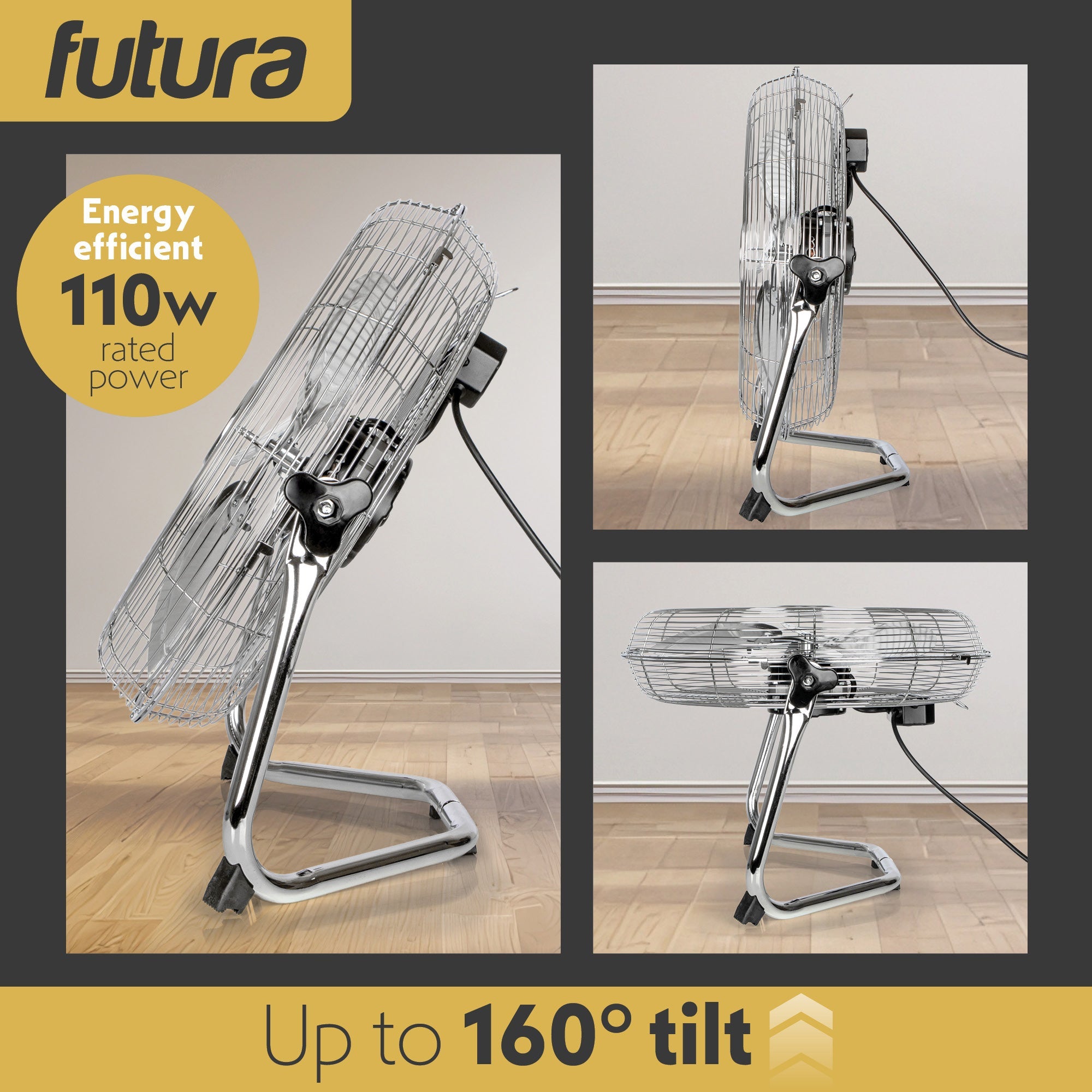 Metal floor fan adjustable tilt head