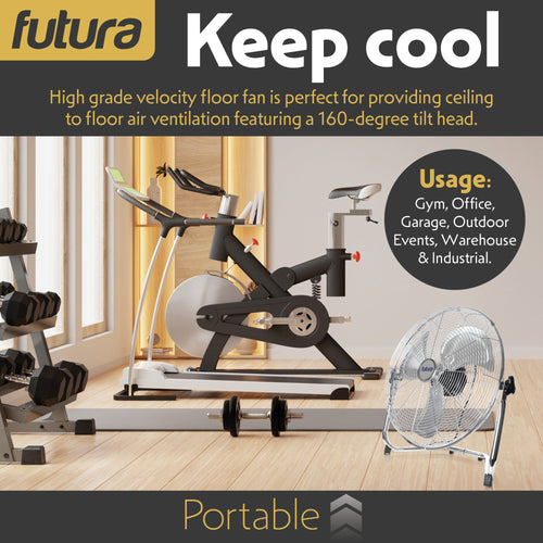 18 inch chrome floor fan side angle